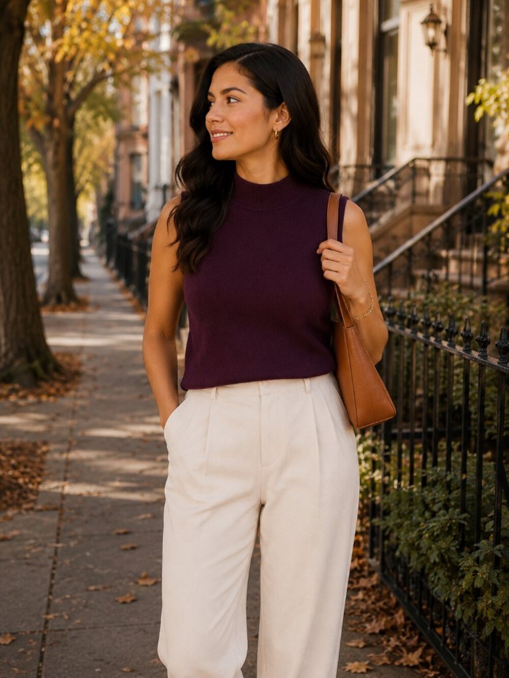 Lightweight knit Sleeveless Top - Deep Purple